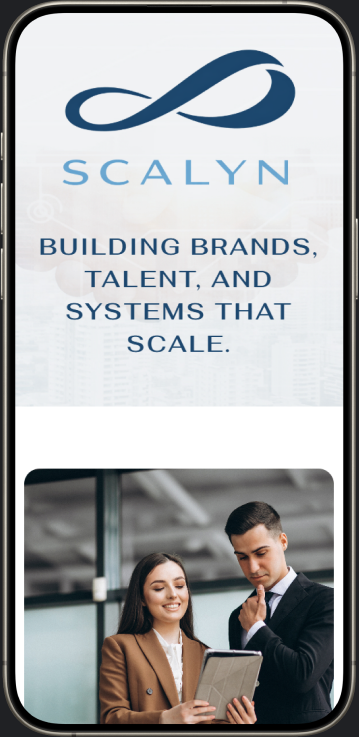 Scalyn website shown on a mobile phone