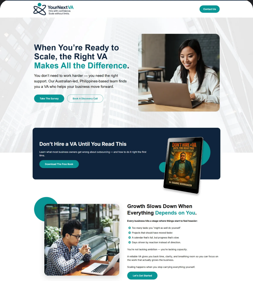 YourNextVA website shown on a desktop screen
