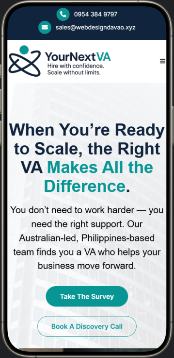 YourNextVA website shown on a mobile phone